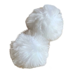 Pompom pelo alto 6cm Branco - 1 Unidade