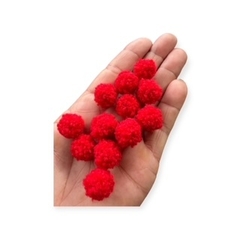 Pompom de Lã vermelho - 14 un