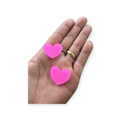 Aplique de coração de resina com glitter Rosa Iogurte 2,5 cm Unidade
