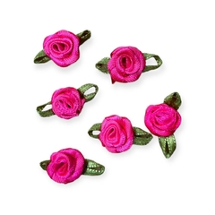 Florzinha Rococó Rosa Pink com Folha 10 unidades 2,20