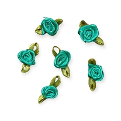 Florzinha Rococó Verde Tiffany com Folha 10 unidades
