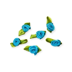 Florzinha rococó azul com folha 10 unidades