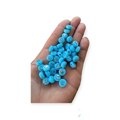 Contas miçanga letra 8mm Azul - 30gr