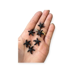 Aplique estrela preta 6 uni 1,5 cm