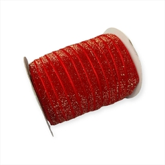Veludo com Lurex Vermelho 10mm no metro