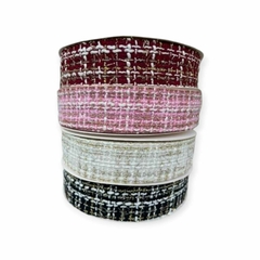 Fita importada Trabalhada Tweed Lurex Dourado 38mm (1 metro)