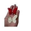Borboleta de Cetim com Perola 4cm Unidade
