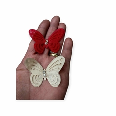 Borboleta de Cetim com Perola 4cm Unidade