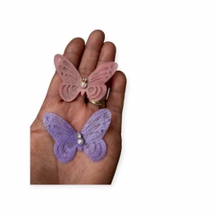 Borboleta de Cetim com Perola 4cm Unidade