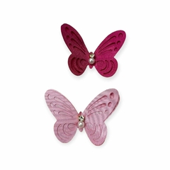 Borboleta de Cetim com Perola 4cm Unidade