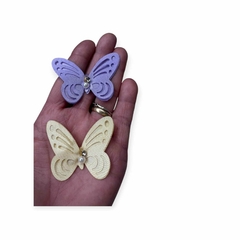 Borboleta de Cetim com Perola 4cm Unidade
