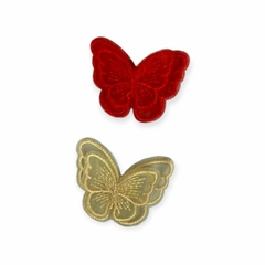 Borboleta bordada dupla 3D 4x3 cm Unidade