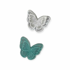 Borboleta bordada dupla 3D 4x3 cm Unidade