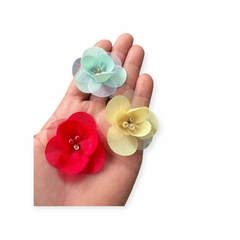 Flor de Organza com Pérolas 4 CM