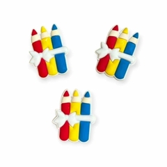 Aplique Emborrachado Escolar lápis com lacinho branco 3,5x4cm