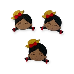 Aplique Emborrachado Menina Caipira Cabelo Preto 3,5x3,5 cm - comprar online