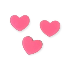 Aplique Coração de Resina Rosa Neon 3x2,5 cm