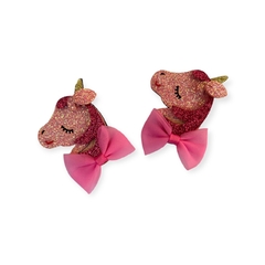 Aplique Flocado Unicórnio Rosa médio 5x4 cm