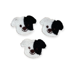 Aplique de Crochê Cachorrinho Preto e Branco 5,0 X 7,0 CM
