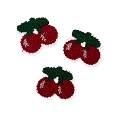 Aplique de Crochê Cereja 3,5cm x 2cm.