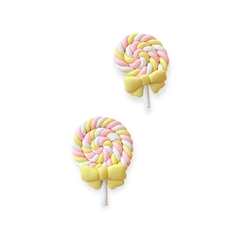 Aplique Pirulito Amarelo com Rosa 4,2 x 2,6 cm