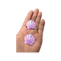 Aplique Concha Lilás de Acrilico 3x3 cm