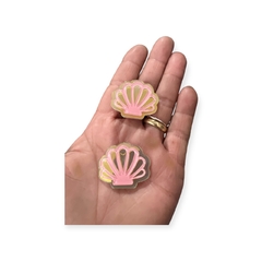 Aplique Concha Rosa de Acrílico 3x3 cm -
