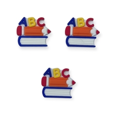APLIQUE EMBORRACHADO ESCOLAR LAPIS LARANJA ABC 3X3CM