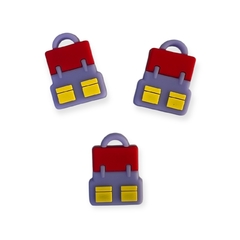 Aplique Emborrachado Mochila lilás com vermelho