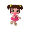 Aplique Biscuit Menina Vestido ROSA com lacinho amarelo COM pirulito 6X4CM a cor do pirulito PODE VARIAR DE ACORDO COM DISPONIBILIDADE