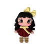 Aplique Biscuit Menina inverno Vestido vinho com cachecol amarelo 6X4CM