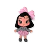 Aplique Biscuit Menina inverno Vestido rose com cinza preto 6X4CM