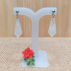 Brinco de Quartzo Leitoso - Lapidado