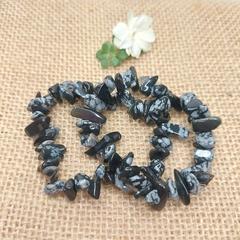 Pulseira de Cascalho de Obsidiana Floco de Neve