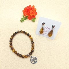 Conjunto de Olho de Tigre de Pulseira com Pingente na internet