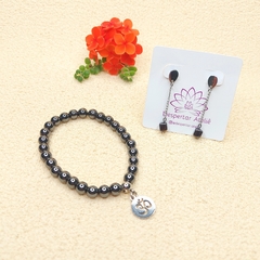 Conjunto de Hematita de Pulseira com Pingente