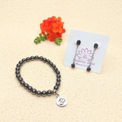 Conjunto de Hematita de Pulseira com Pingente - Despertar Ateliê