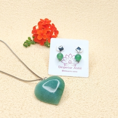 Conjunto Com Coração De Quartzo Verde