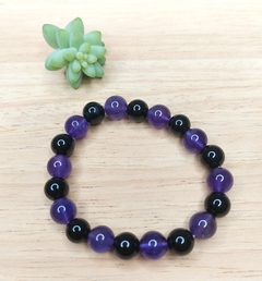 Pulseira de Ametista e Obsidiana Negra - comprar online