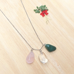 Colar Energético Amor, Saúde e Equilíbrio - Quartzo Rosa, Quartzo Incolor e Quartzo Verde - comprar online