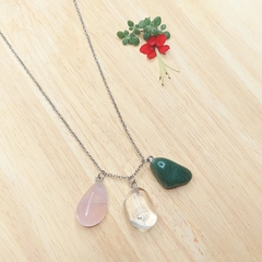 Colar Energético Amor, Saúde e Equilíbrio - Quartzo Rosa, Quartzo Incolor e Quartzo Verde - loja online