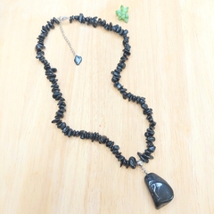 Choker De Cascalho De Turmalina Negra Com Pingente - comprar online