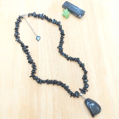 Choker De Cascalho De Turmalina Negra Com Pingente - loja online