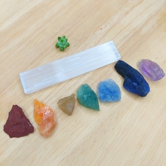 Imagem do Kit Sete Chakras Pedra Bruta + Bastão de Selenita