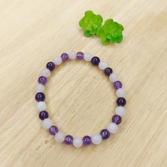 Pulseira De Ametista E Quartzo Rosa