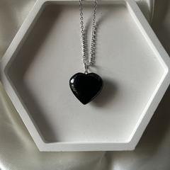 Collar mini corazón obsidiana negra - comprar online