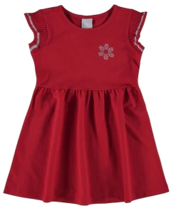 VESTIDO INFANTIL MANGA RETILÍNEA EM PIQUÊ STRETCH