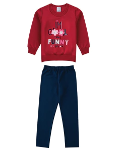 CONJUNTO FASHION MOLETOM MENINA MALWEE KIDS VERMELHO na internet