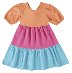 VESTIDO INFANTIL LAÇO COSTAS CORAÇÕES EM ALGODÃO MALWEE KIDS LARANJA