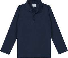 CAMISA POLO INFANTIL MENINO GOLA ESPORTE EM MEIA MALHA MALWEE KIDS AZUL ESCURO